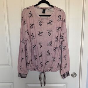 Disney Pink and Black Mickey Print PJ Sweatshirt